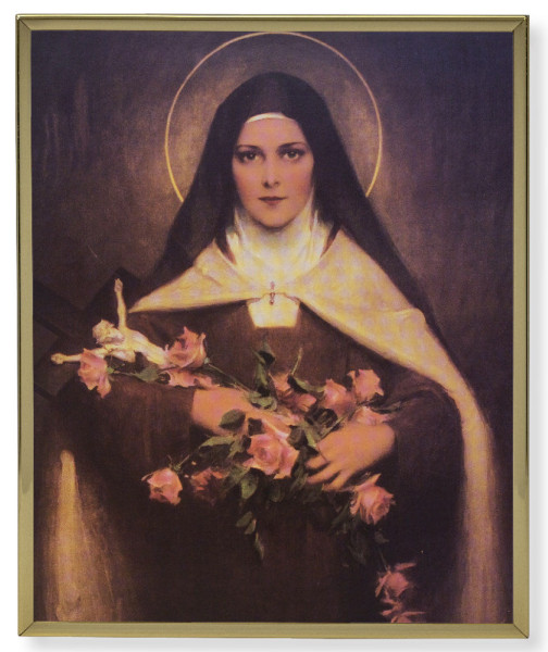 St. Therese Gold Frame 8x10 Plaque - Full Color