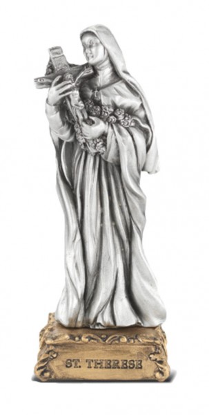 Saint Th&eacute;r&egrave;se of Lisieux Pewter Statue 4 Inch - Pewter