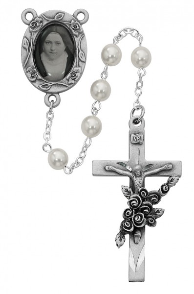St. Therese portrait Rosary - White