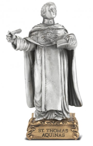 Saint Thomas Aquinas Pewter Statue 4 Inch - Pewter