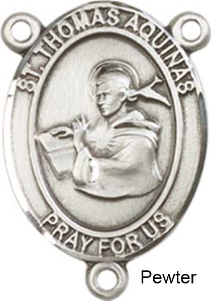 St. Thomas Aquinas Rosary Centerpiece Sterling Silver or Pewter - Pewter
