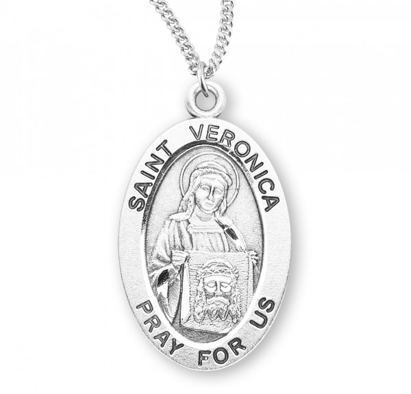 St. Veronica Oval Medal - Sterling Silver