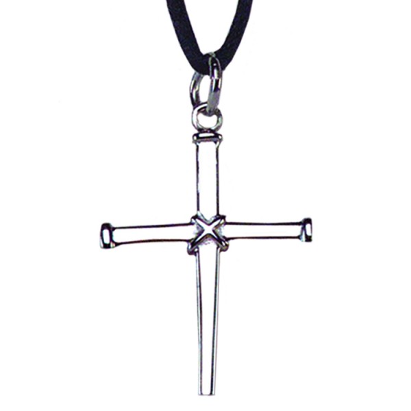 Stainless Steel Nail Cross Pendant - 1 1/4&quot;H - Silver