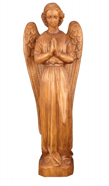Plastic Praying Angel Statue - 24 inch - Woodstain