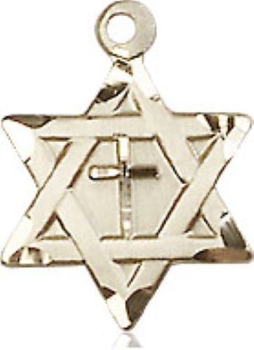 Star of David with Cross Pendant - 14K Solid Gold