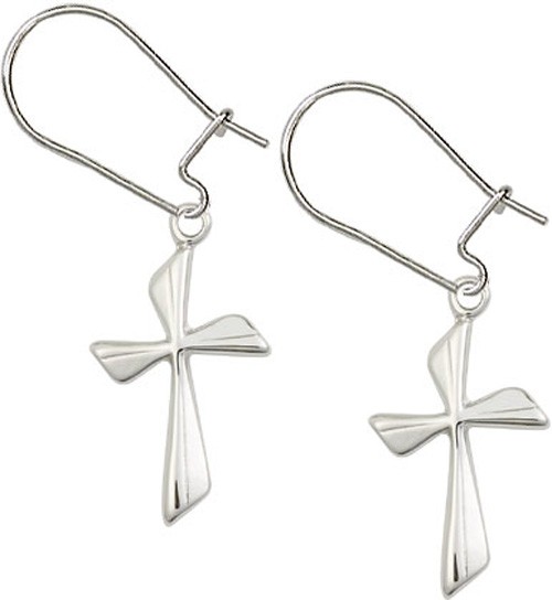 Sterling Silver Cross Dangle Earrings - Sterling Silver