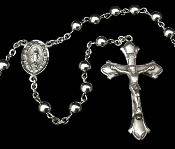 Sterling Silver Miraculous Rosary 6mm - Sterling Silver
