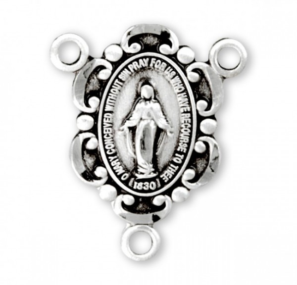 Sterling Silver Miraculous Rosary Centerpiece - Sterling Silver