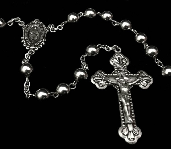Sterling Silver Rosary 7mm - Sterling Silver