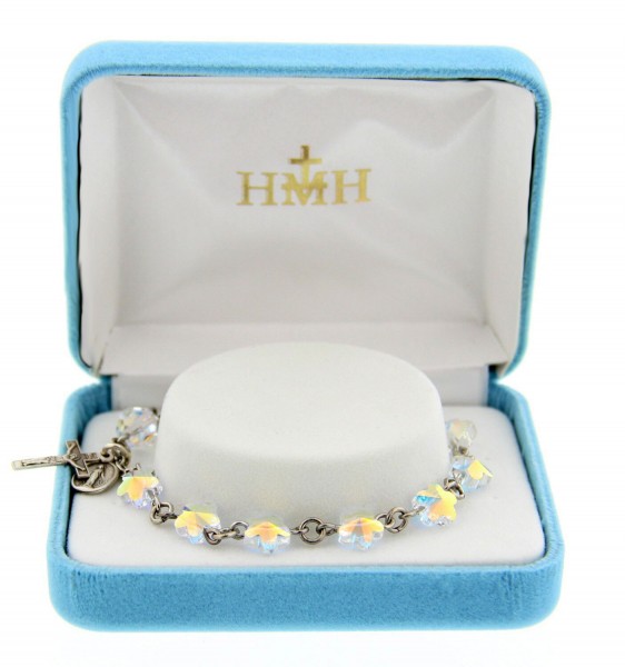 Swarovski Crystal Rosary Bracelet, Flower Beads - Crystal