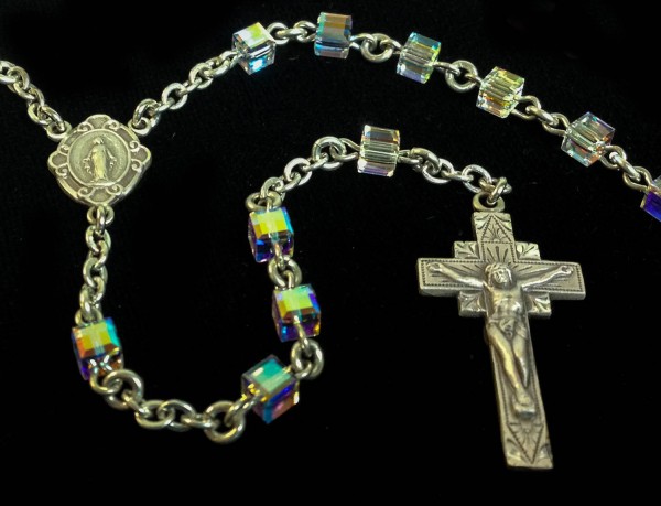 Swarovski Crystal Rosary in Sterling Silver - Clear