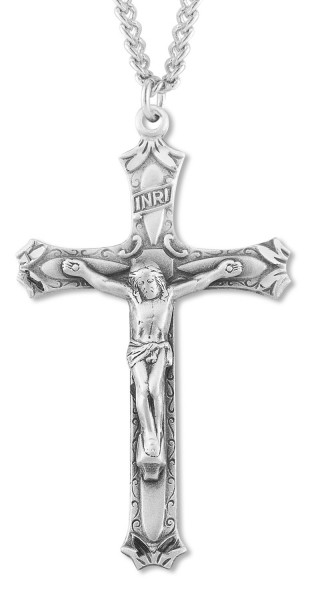 Tear Drop Accents Crucifix Pendant - Sterling Silver