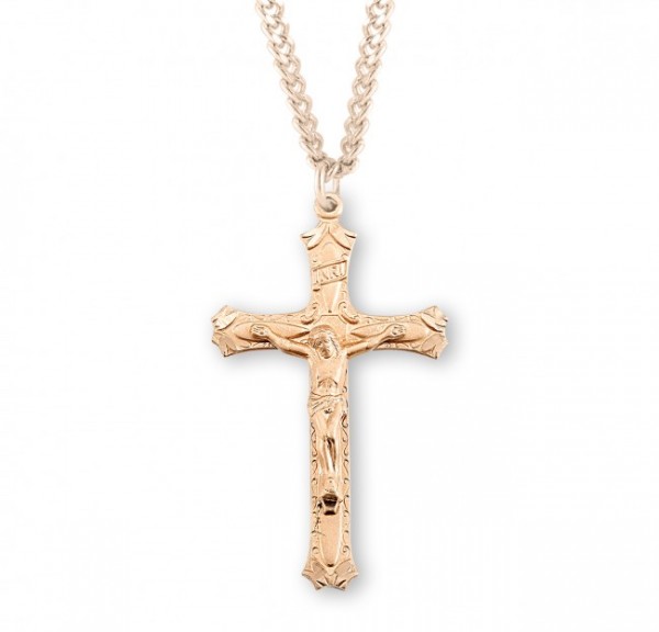 Tear Drop Accents Crucifix Pendant - Gold Plated