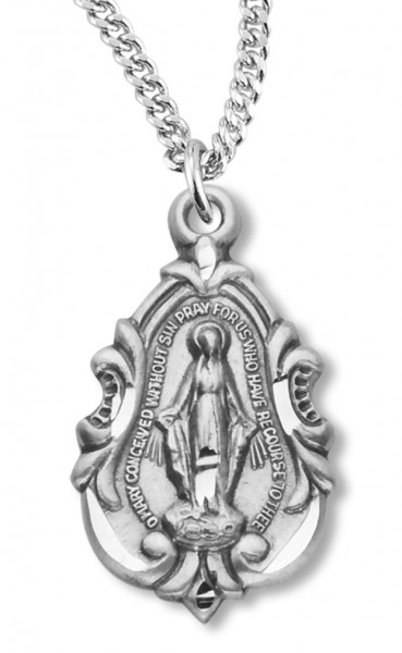 Teardrop Fleur-de-lis Miraculous Pendant with Chain - Sterling Silver