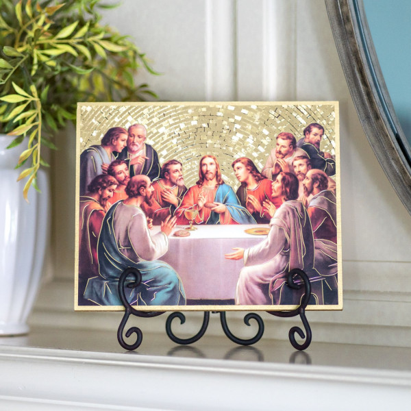 The Last Supper Gold Foil Mosaic Plaque - Full Color