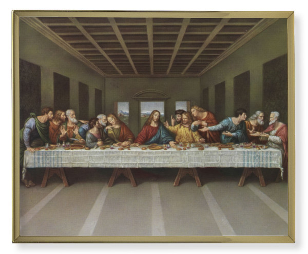 The Last Supper Gold Trim Plaque - 2 Sizes - Full Color