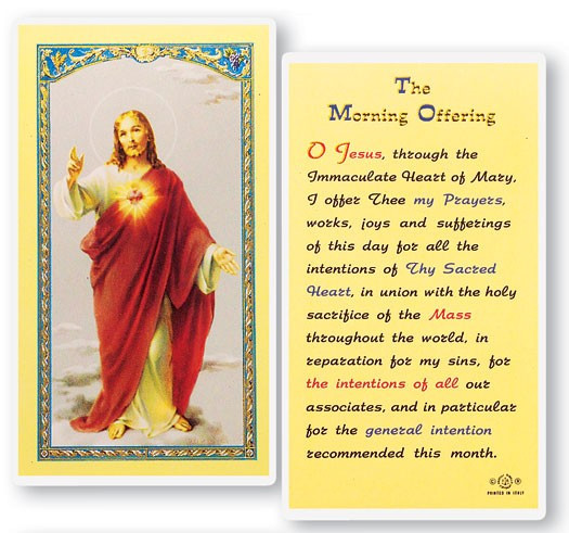 The Morning Offering Laminated Prayer Card - 1 Prayer Card .99 each