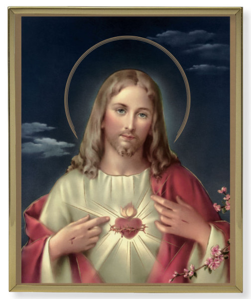 The Sacred Heart of Jesus by Simeone Gold Frame 8x10 Plaque - Full Color