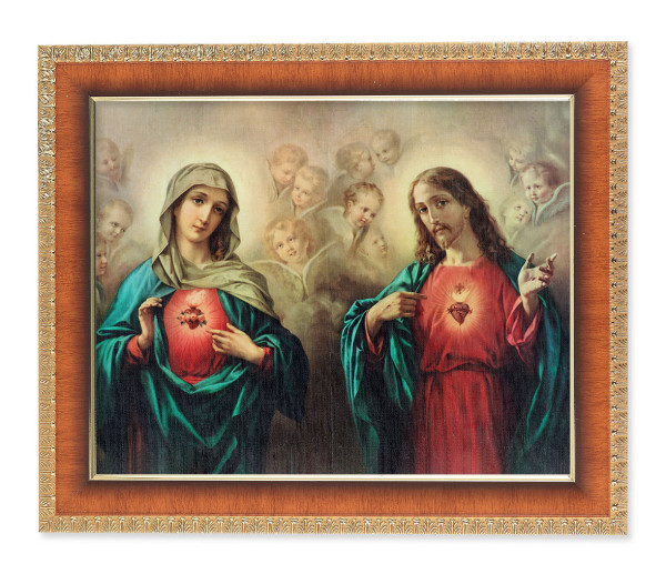 The Sacred Hearts with Angels 8x10 Framed Print Under Glass - #122 Frame