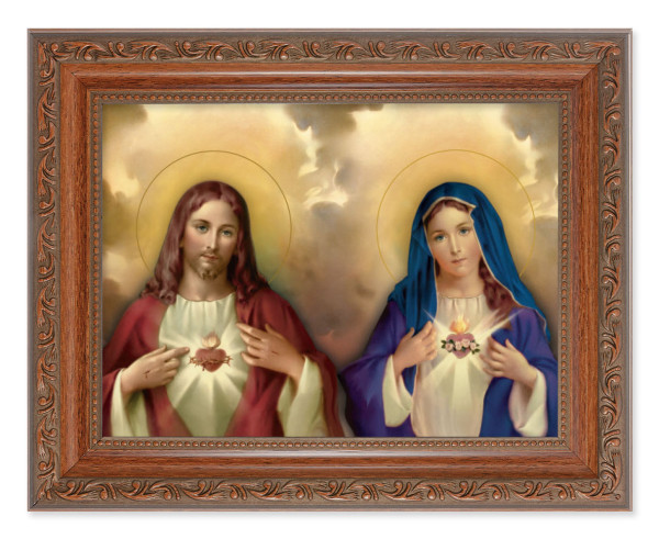 The Sacred Hearts with Clouds 6x8 Print Under Glass - #161 Frame