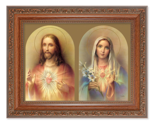 The Sacred Hearts in Golden Arches 6x8 Print Under Glass - #161 Frame