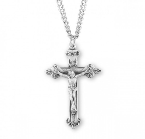 Thorn and Heart Men's Crucifix Necklace - Sterling Silver