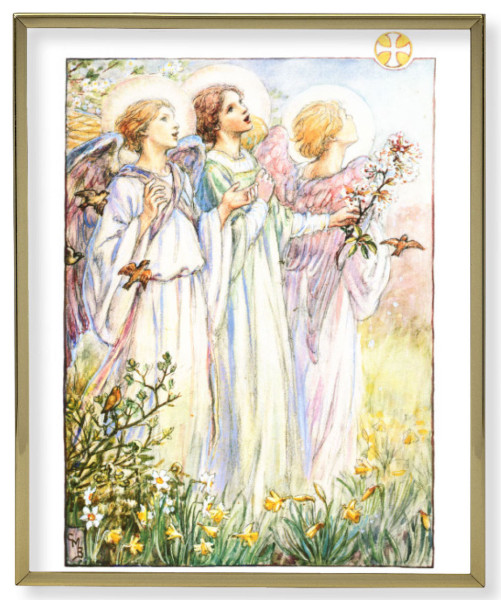 Three Angels Gold Frame 11x14 Plaque - Full Color