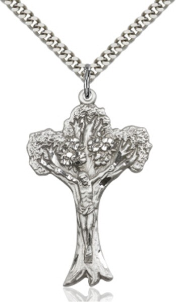Tree of Life Crucifix Pendant - Pewter
