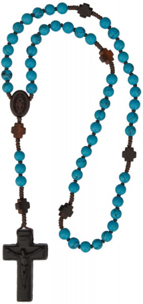 Gemstone &amp; Jujube Wood Rosary - 6mm - Teal