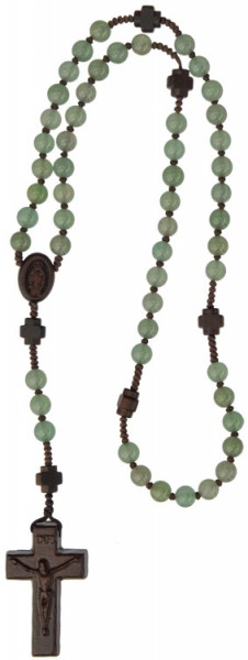 Gemstone &amp; Jujube Wood Rosary - 6mm - Jade Green