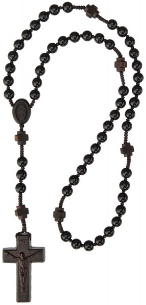 Gemstone &amp; Jujube Wood Rosary - 6mm - Black