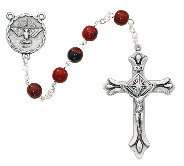 Unisex Confirmation Rosary with Red Beads - Red