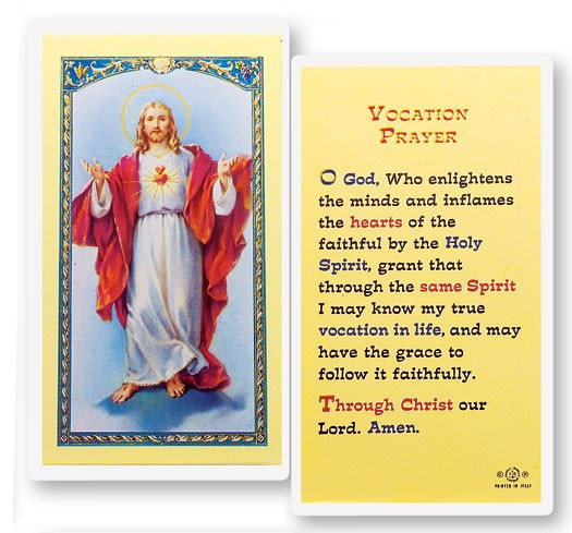 Vocation Laminated Prayer Card - 1 Prayer Card .99 each