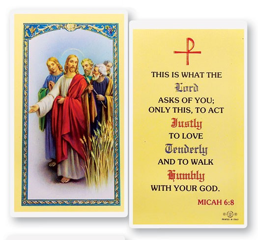 What The Lord Asks Laminated Prayer Card - 1 Prayer Card .99 each