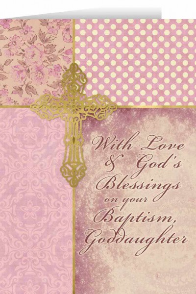 With Love and God's Blessings on your Baptism, Goddaughter Greeting Card - Pink