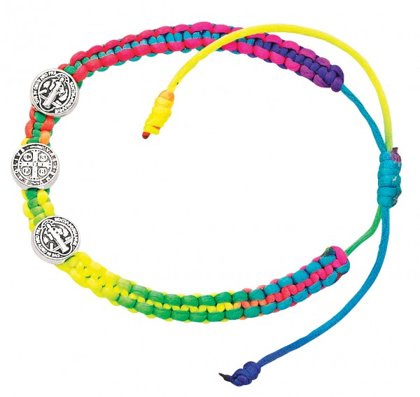 Women's Adjustable Multi Color Cord St. Benedict Bracelet - Multi-Color