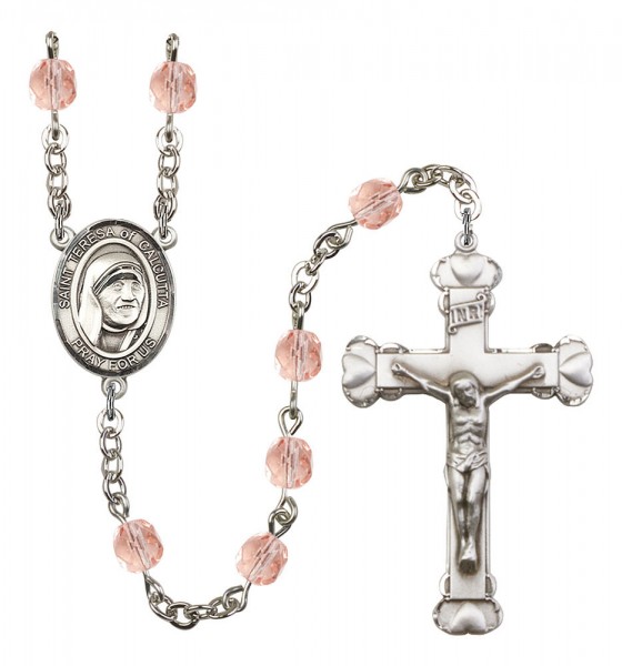 St. Mother Teresa of Calcutta Birthstone Rosary - Pink