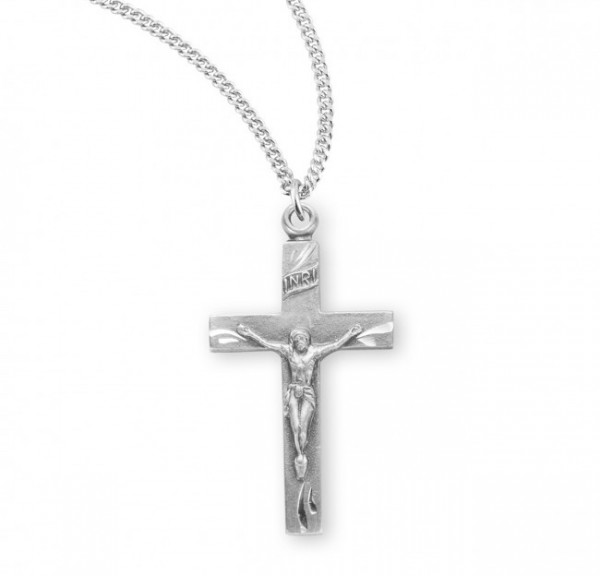 Women's Classic Crucifix Pendant Etched Tips - Sterling Silver