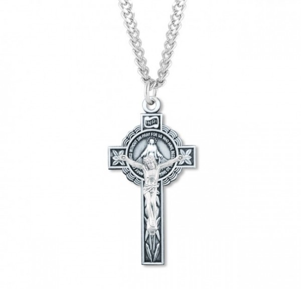 Women's Combination Miraculous Crucifix Necklace - Sterling Silver