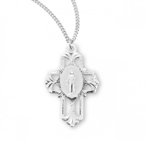 Women's Cross with Miraculous Medal - Sterling Silver