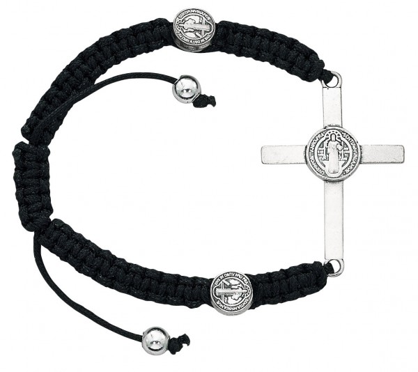 Women's Cross and St. Benedict Charm Bracelet - Black