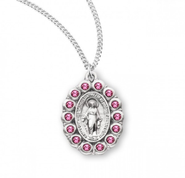 Women's Crystal Bead Miraclous Medal - Silver | Pink