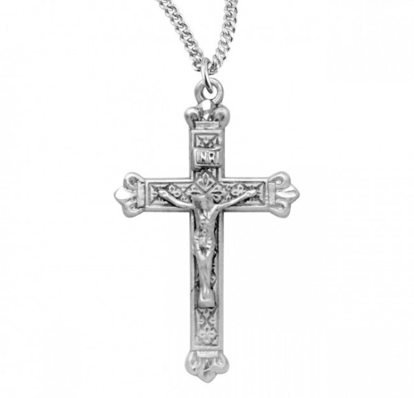 Women's Decorative Matte Sterling Crucifix Medal - Sterling Silver