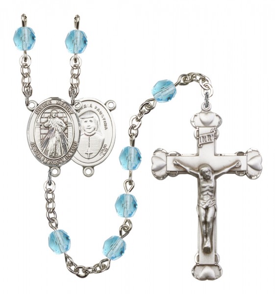 Women's Divine Mercy Birthstone Rosary - Aqua