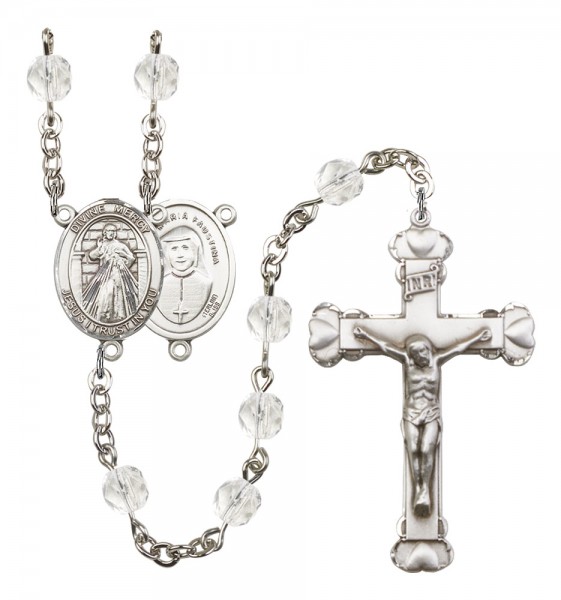 Women's Divine Mercy Birthstone Rosary - Crystal