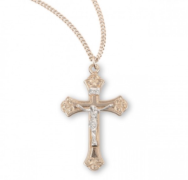 Women's Fancy Tip Crucifix Necklace - Gold | Silver