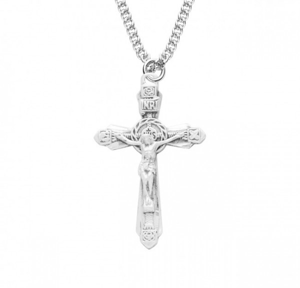 Women's Four Flower Tip Crucifix Necklace - Sterling Silver