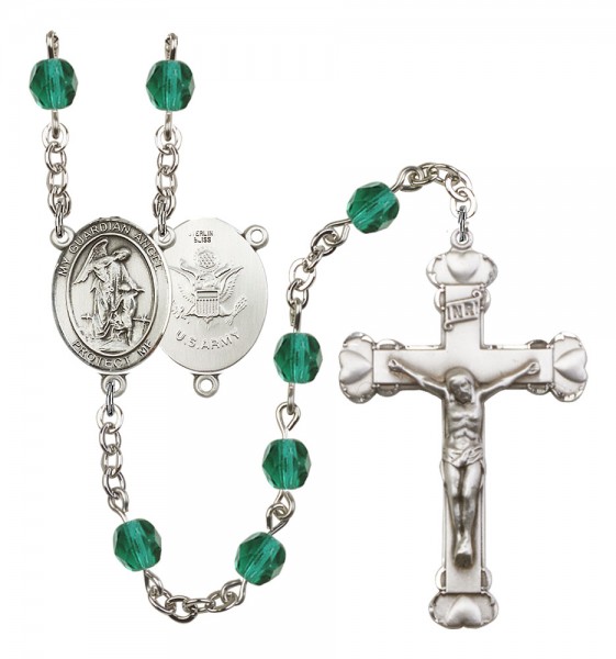 Women's Guardian Angel Army Birthstone Rosary - Zircon