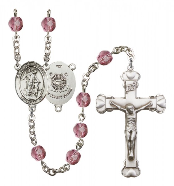 Women's Guardian Angel Coast Guard Birthstone Rosary - Amethyst