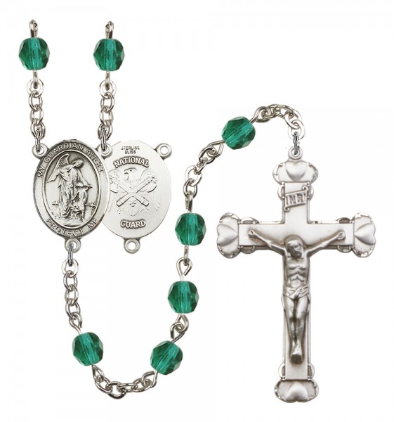 Women's Guardian Angel National Guard Birthstone Rosary - Zircon